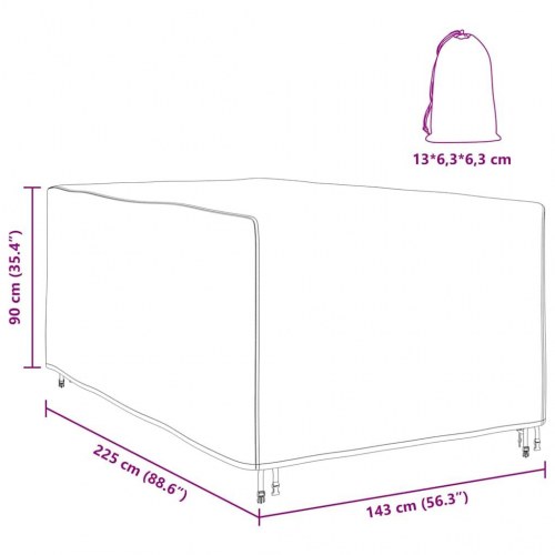 Møbelovertræk - ensfarvet sort 143 × 225 × 90 cm, 210D vandtæt