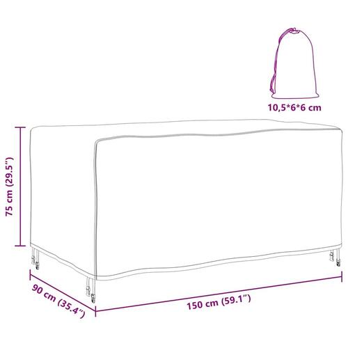 Overtræk til havemøbler Sort 150 x 90 x 75 cm 420D