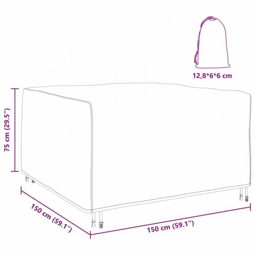 Overtræk til havemøbler Sort 150 x 150 x 75 cm 420D