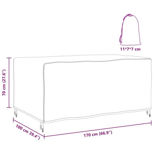 Overtræk til havemøbler Sort 170 x 100 x 70 cm 600D