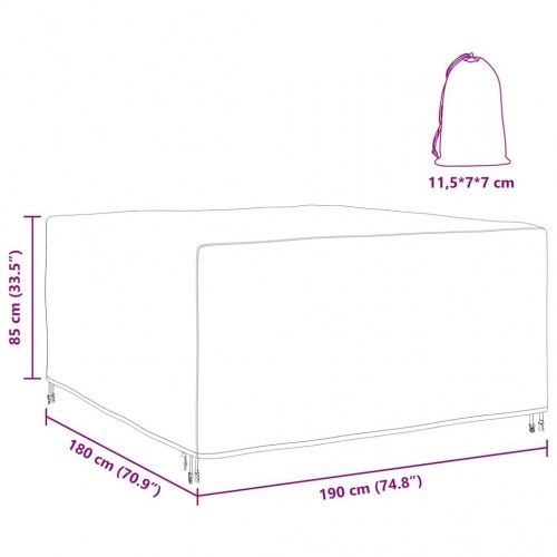 Overtræk til havemøbler Sort 180 x 190 x 85 cm 210D