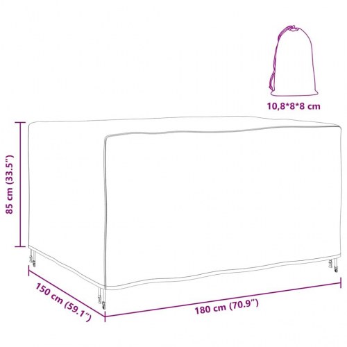 Overtræk til havemøbler Sort 180 x 150 x 85 cm 210D