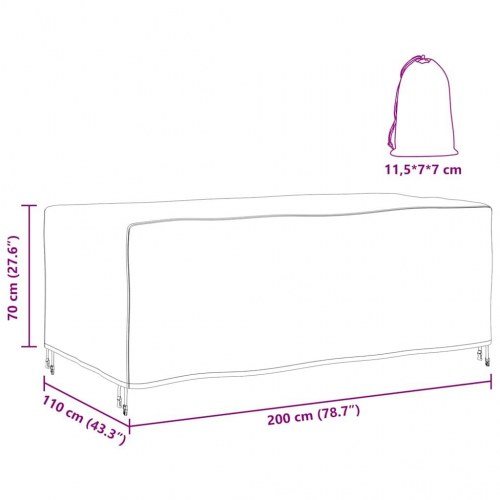 Overtræk til havemøbler Sort 200 x 110 x 70 cm 420D
