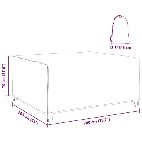 Overtræk til havemøbler Sort 200 x 160 x 70 cm 210D