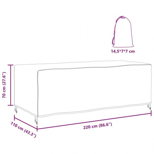 Overtræk til havemøbler Sort 220 x 110 x 70 cm 210D