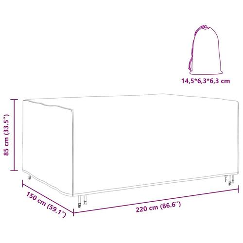Overtræk til havemøbler Sort 220 x 150 x 85 cm 420D