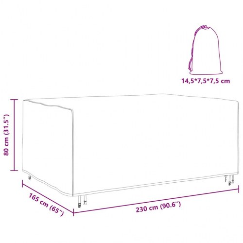 Møbelovertræk - ensfarvet sort 230 × 165 × 80 cm, 210D vandtæt