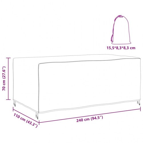 Overtræk til havemøbler Sort 240 x 110 x 70 cm 420D