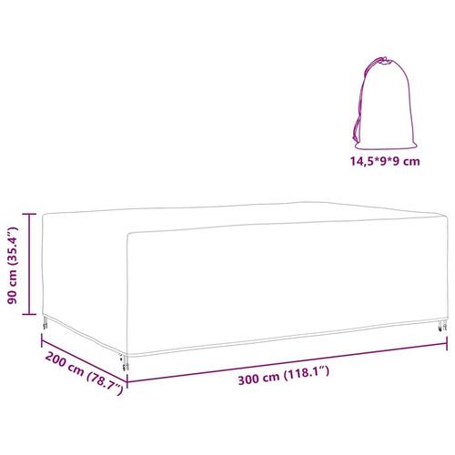 Overtræk til havemøbler Sort 300 x 200 x 90 cm 600D