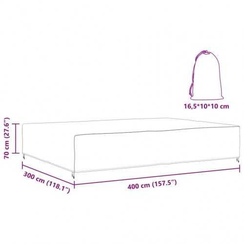 Overtræk til havemøbler Sort 400 x 300 x 70 cm 420D