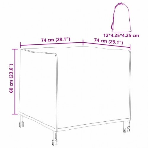 Udendørs møbelovertræk Sort 74 x 74 x 60 cm 420D Oxford Stof