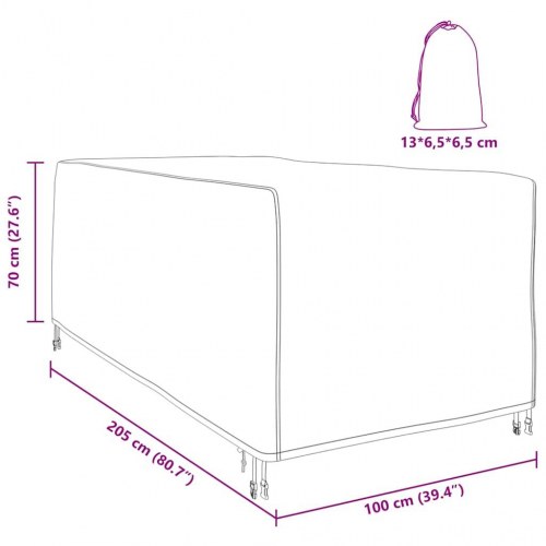 Overtræk til havemøbler 205 x 100 x 70 cm 210D Oxford Stof