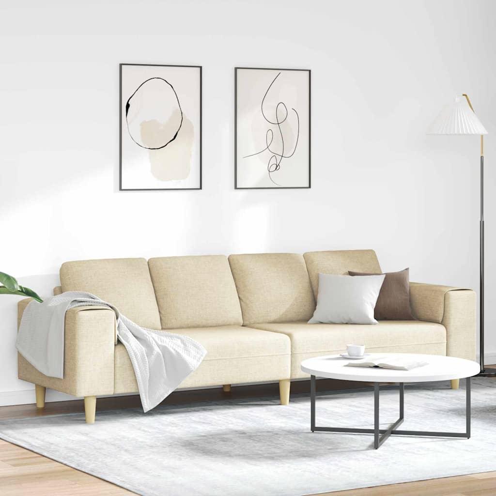 Stue sofa - creme polyester, 250 × 77 × 76 cm, 4-personers