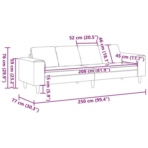 Stof sofa med pude Blå 208 cm Corduroy stof