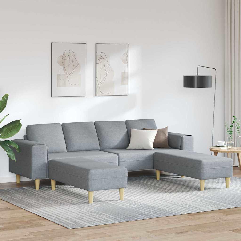 Sofa Sæt 3 Dele Lysegrå Stof