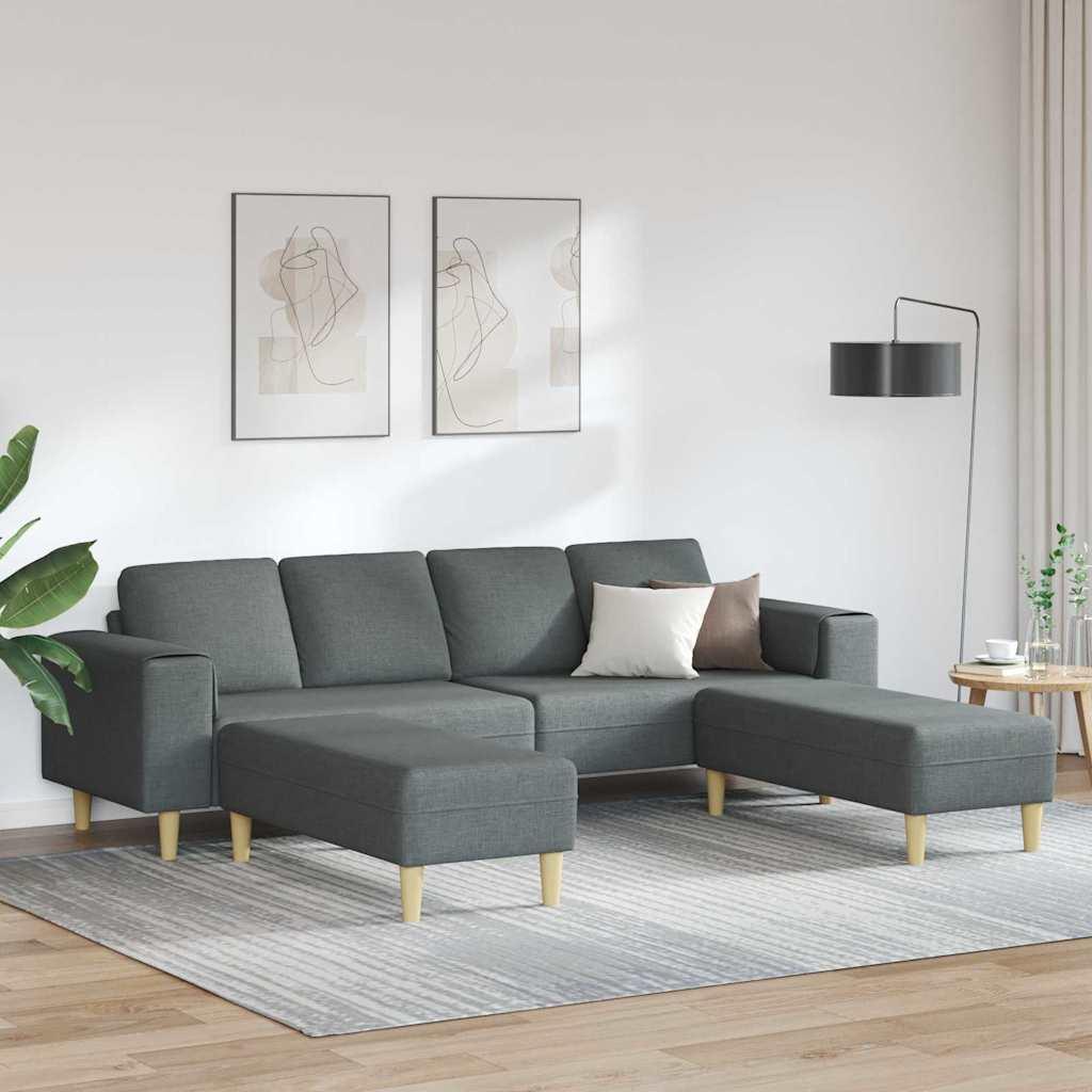 Sofa Sæt 3 Dele Mørkegrå Stof