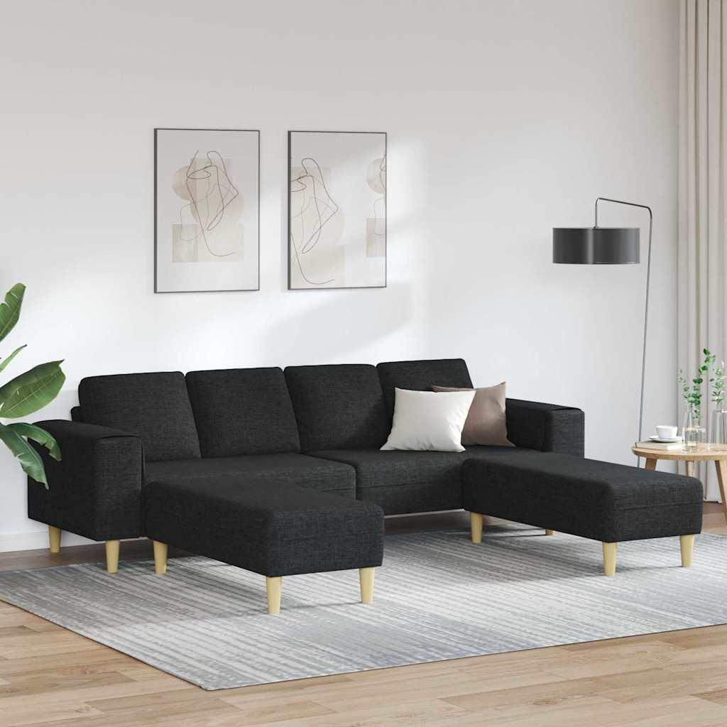 Sofa Sæt 3 Dele Sort Stof