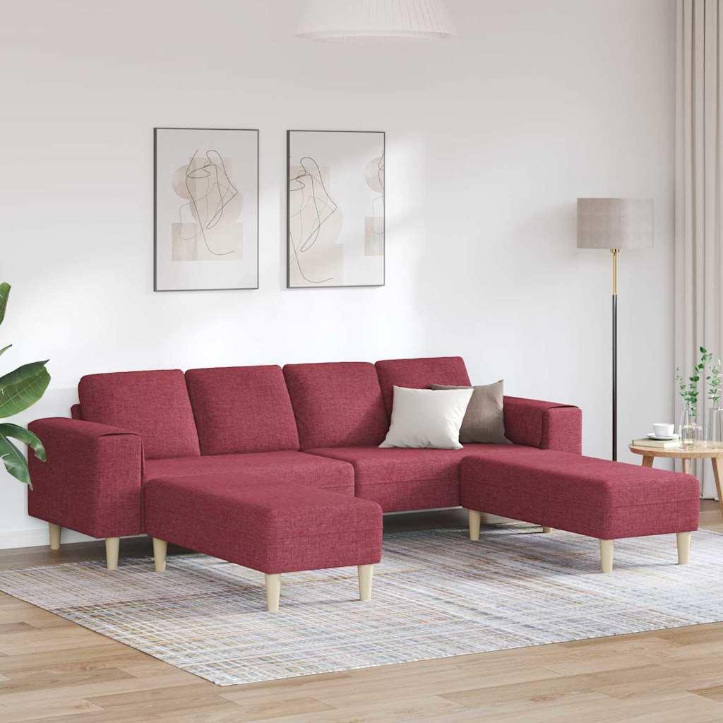 Sofa Sæt 3 Dele Vinrød Stof