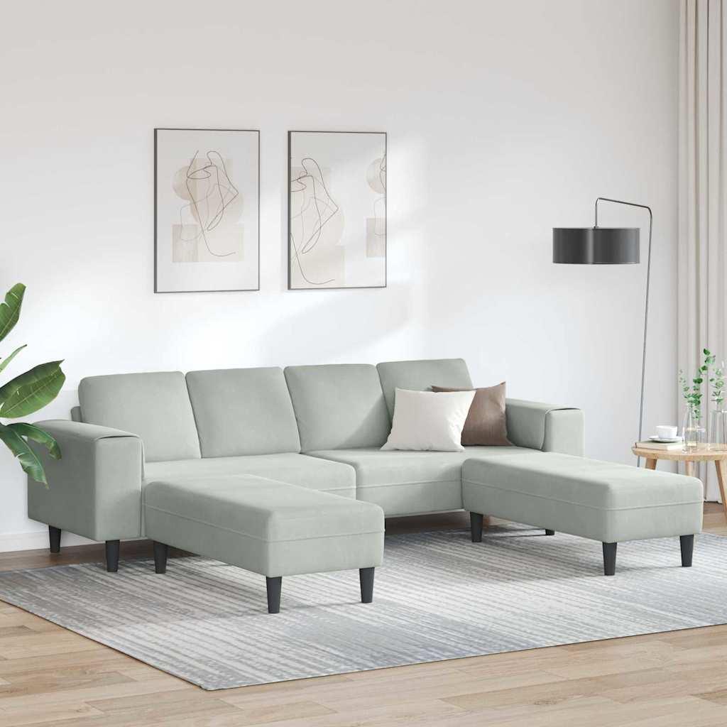 Sofa Sæt 3 Dele Lysegrå Fløjl
