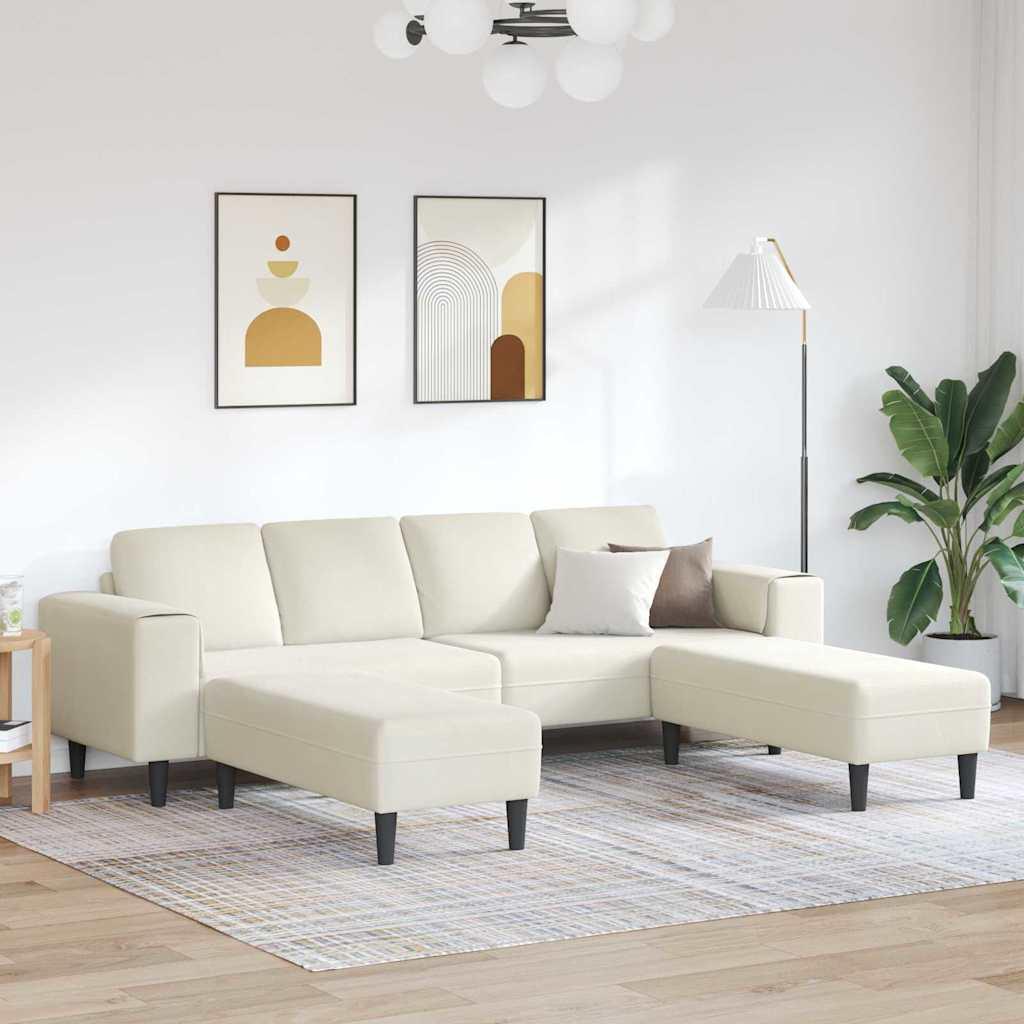Stuesofa med 2 ottomaner - creme, 250 × 188 × 76 cm