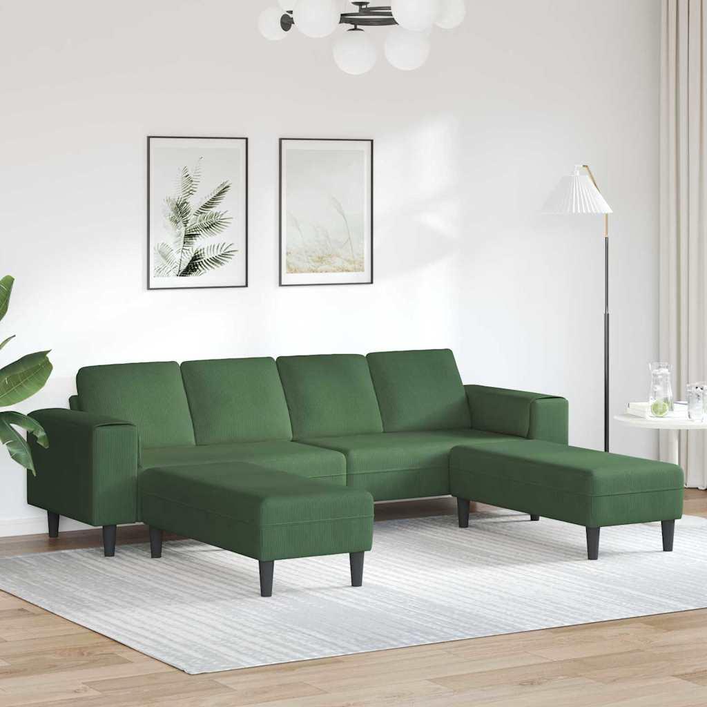 Stof sofa med pude Mørkegrøn Corduroy stof