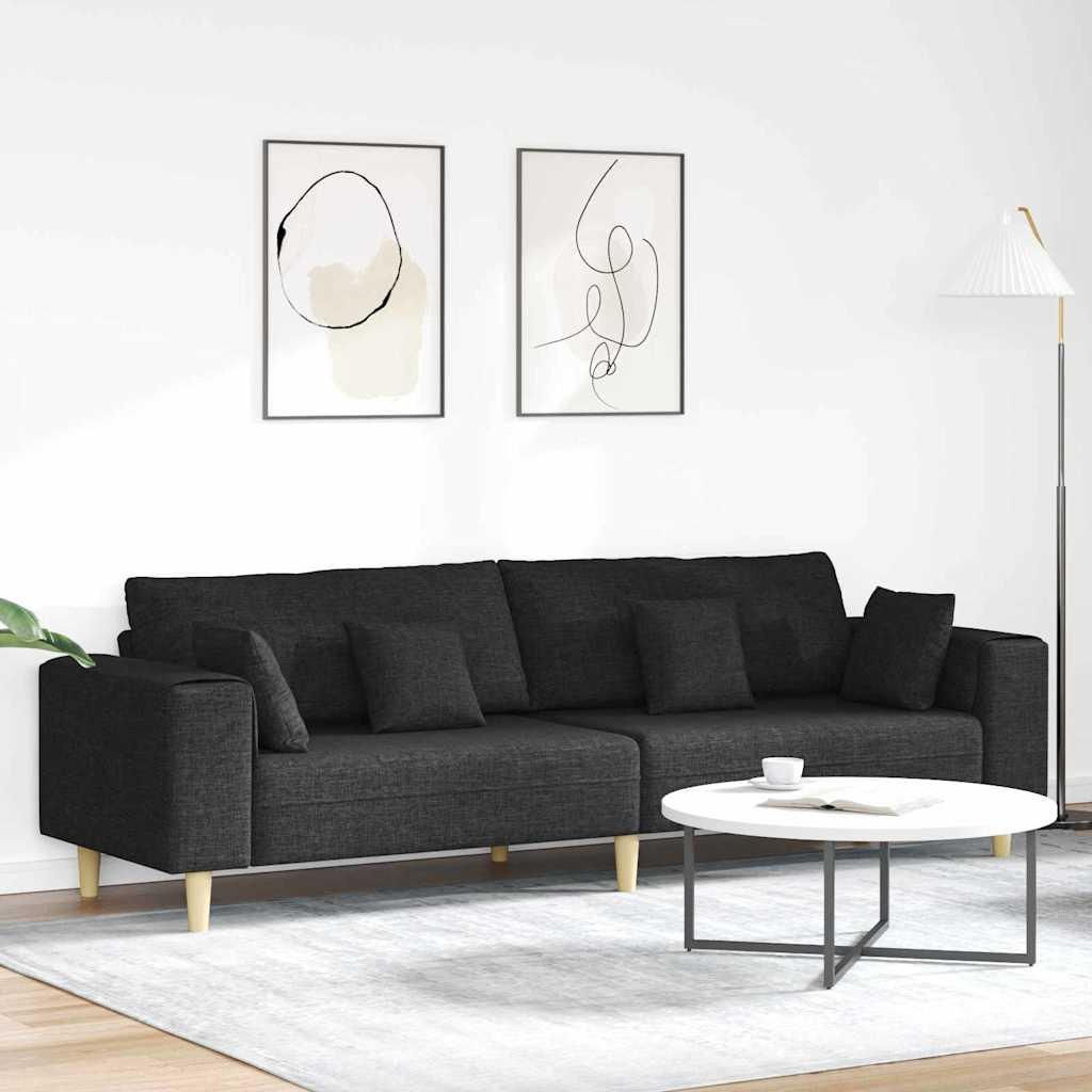 Stof sofa med pude Sort 208 cm Stof