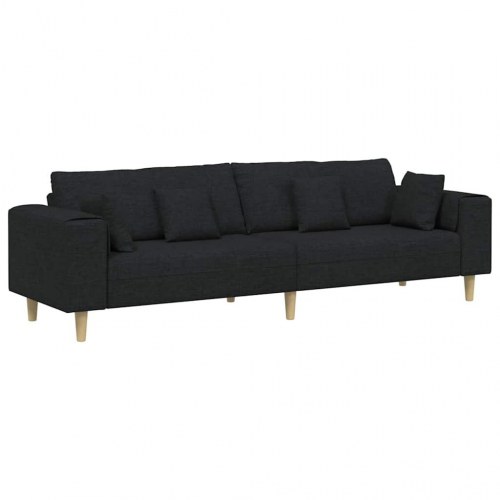 Stof sofa med pude Sort 208 cm Stof