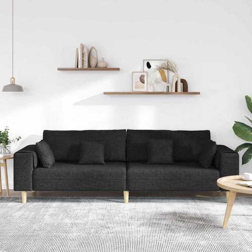 Stof sofa med pude Sort 208 cm Stof