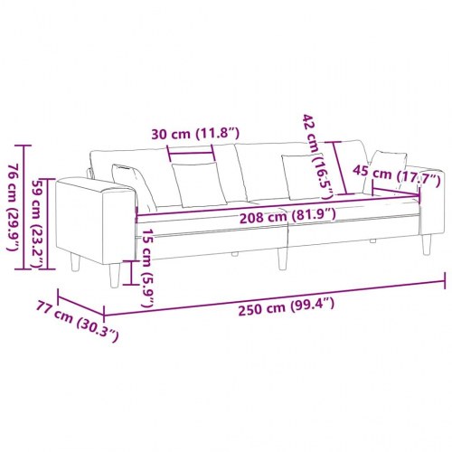 Stof sofa med pude Skygrå 208 cm Stof