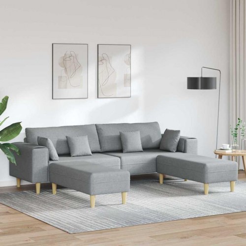 Stof sofa med pude Lysegrå 208 cm Stof