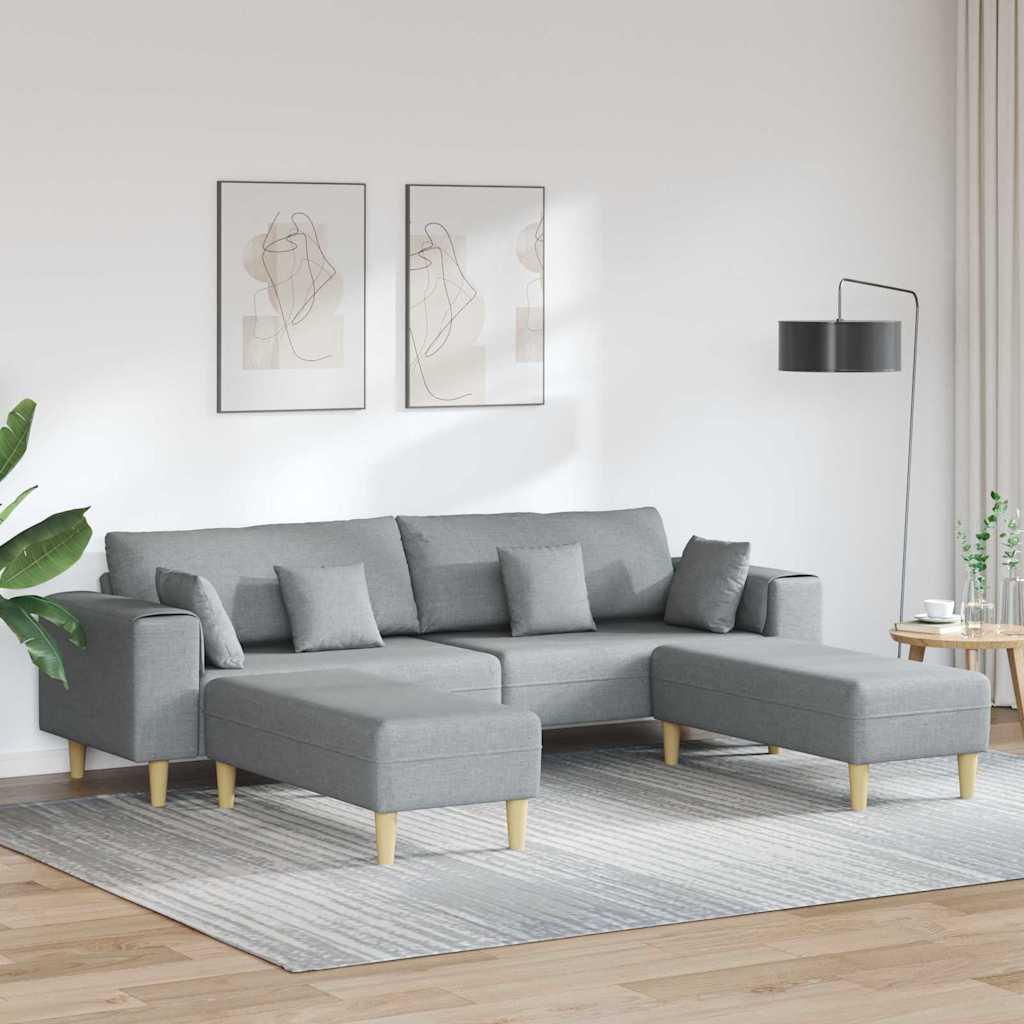 Stof sofa med pude Lysegrå 208 cm Stof