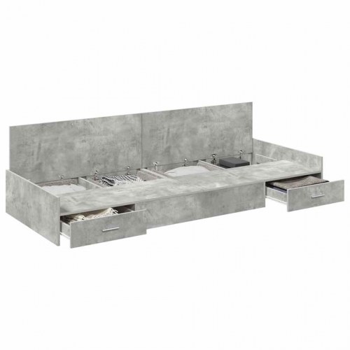 Sengestel med opbevaring - beton grå 100 x 200 cm