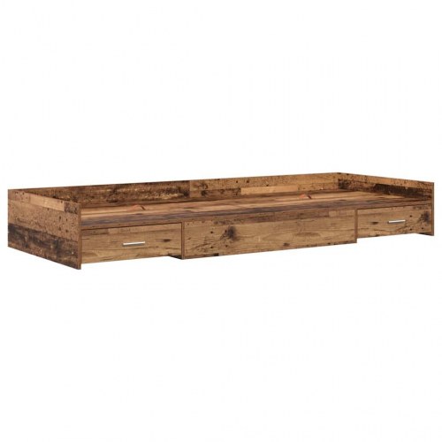 Seng med opbevaring Gammelt træ 90 x 200 cm Konstrueret træ