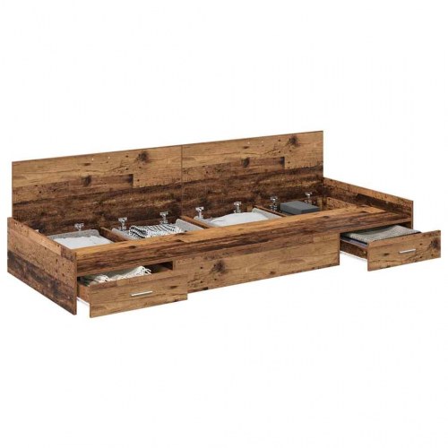 Seng med opbevaring Gammelt træ 90 x 200 cm Konstrueret træ