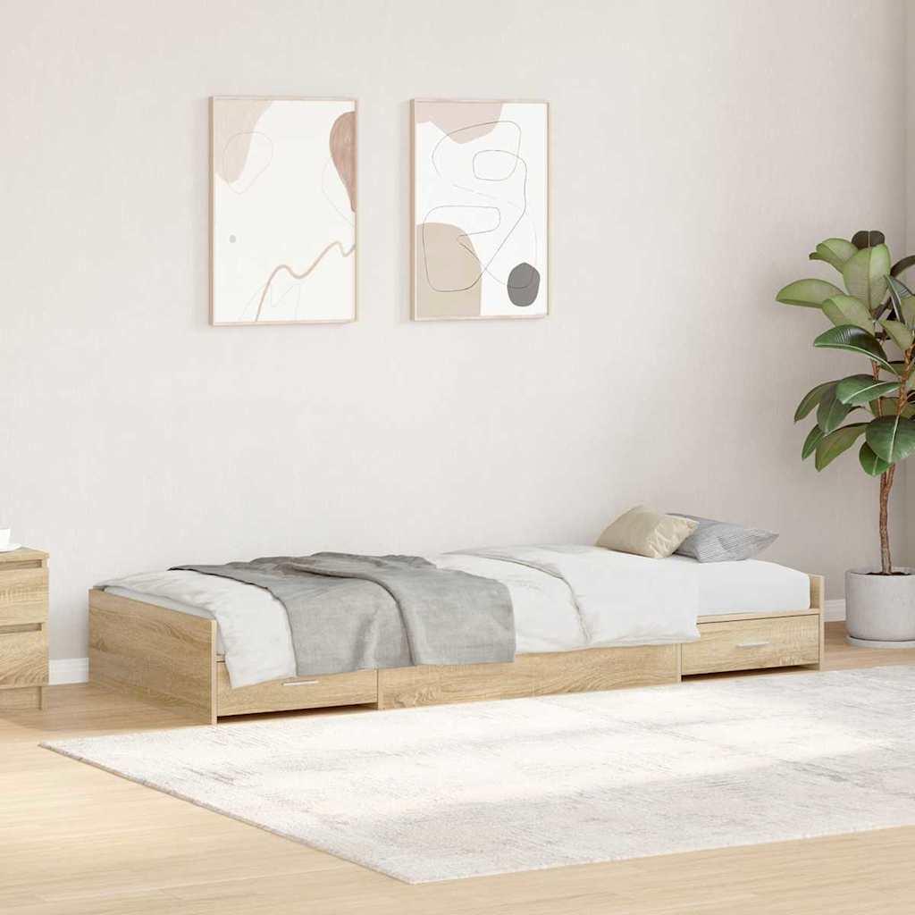 Seng med opbevaring Sonoma eg 80 x 200 cm Konstrueret træ