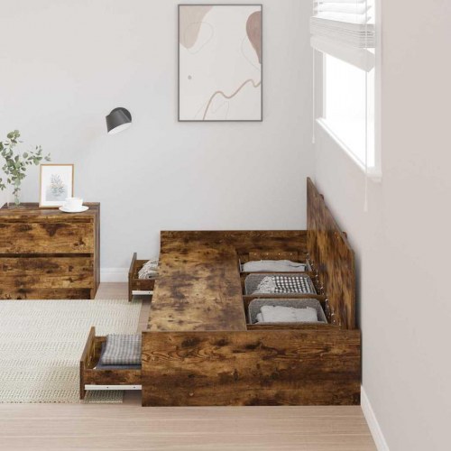Seng med opbevaring Gammelt træ 80 x 200 cm Konstrueret træ