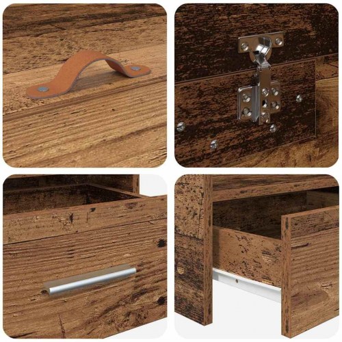 Seng med opbevaring Gammelt træ 80 x 200 cm Konstrueret træ