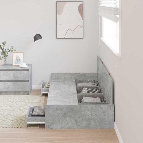 Sengestel med opbevaring beton grå 90 x 190 cm