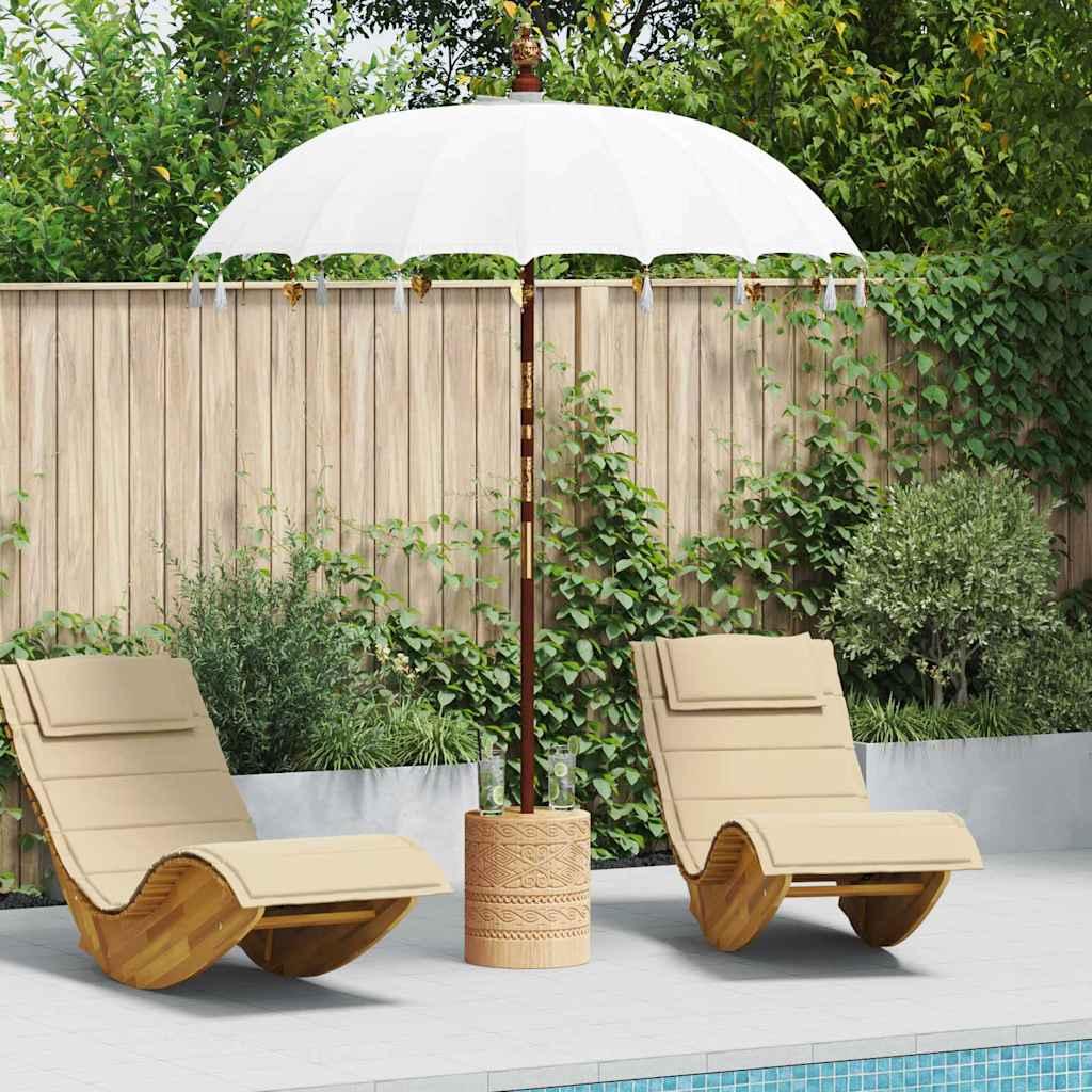 Balinesisk Parasol 260 Creme 180-190 cm Bomuld og massivt træ