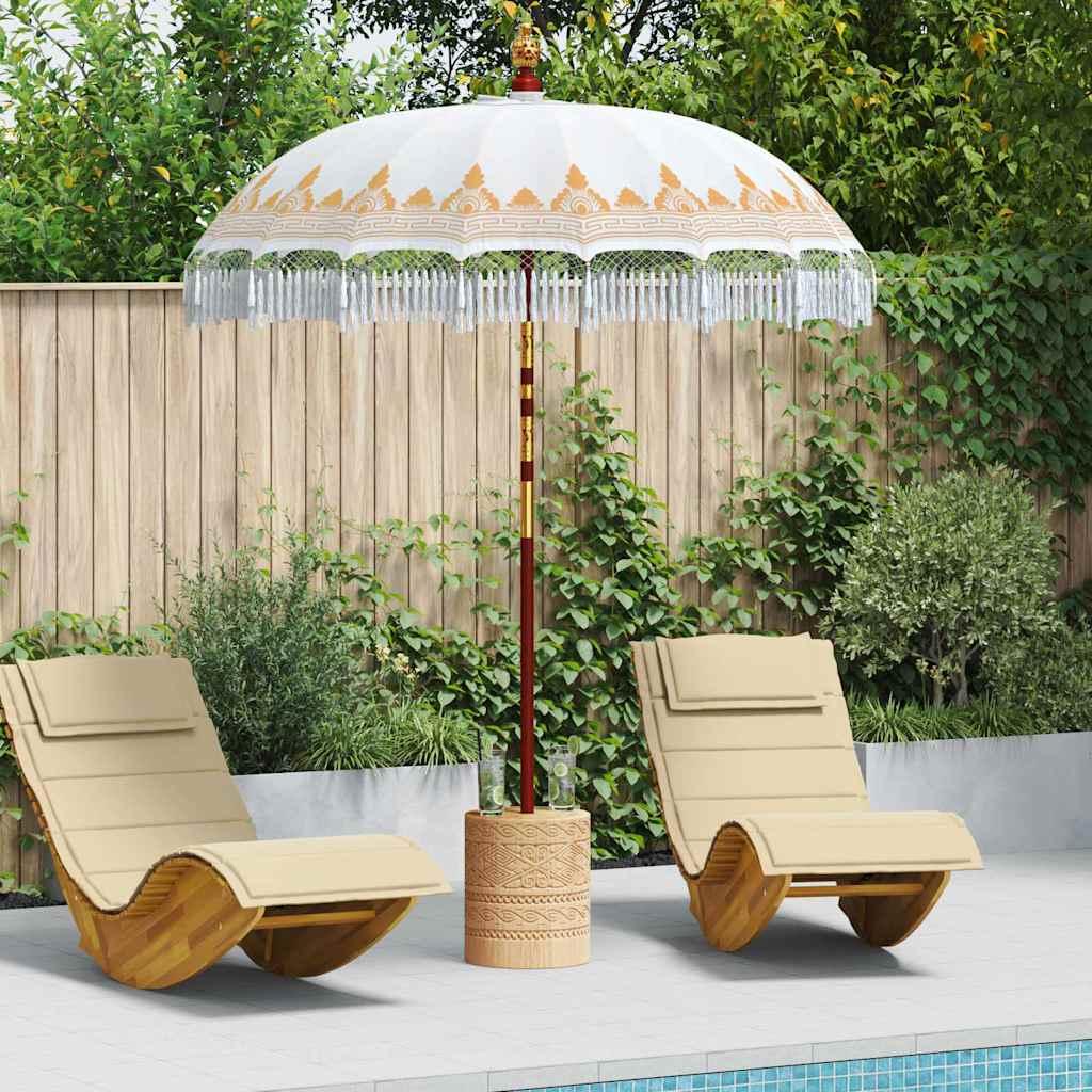 Balinesisk Parasol 260 Creme 180-190 cm Bomuld og massivt træ
