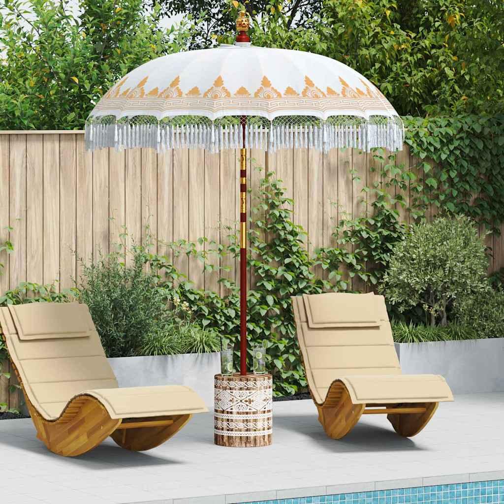 Balinesisk Parasol 260 Creme 180-190 cm Bomuld og massivt træ