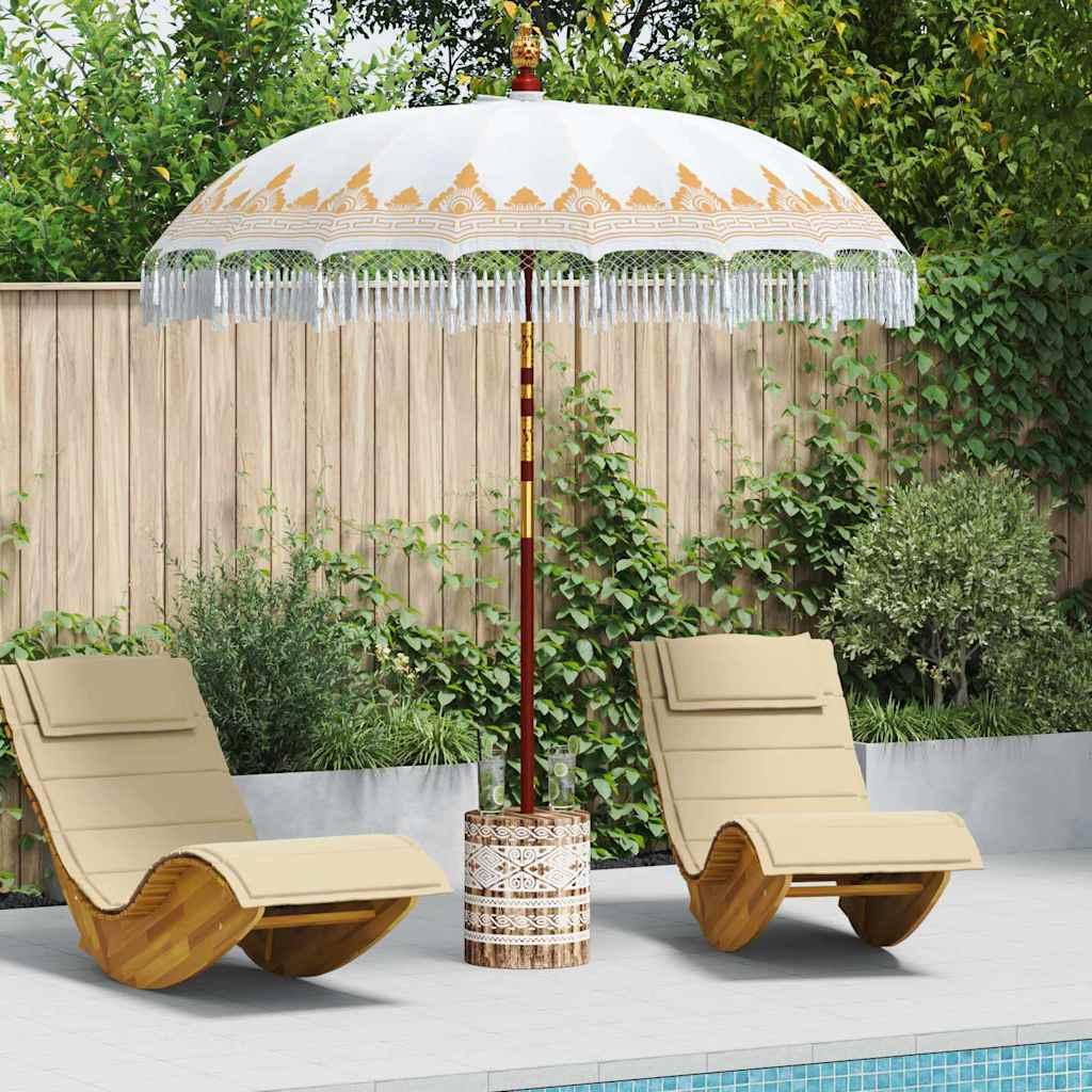 Balinesisk Parasol 260 Creme 210-220 cm Bomuld og massivt træ