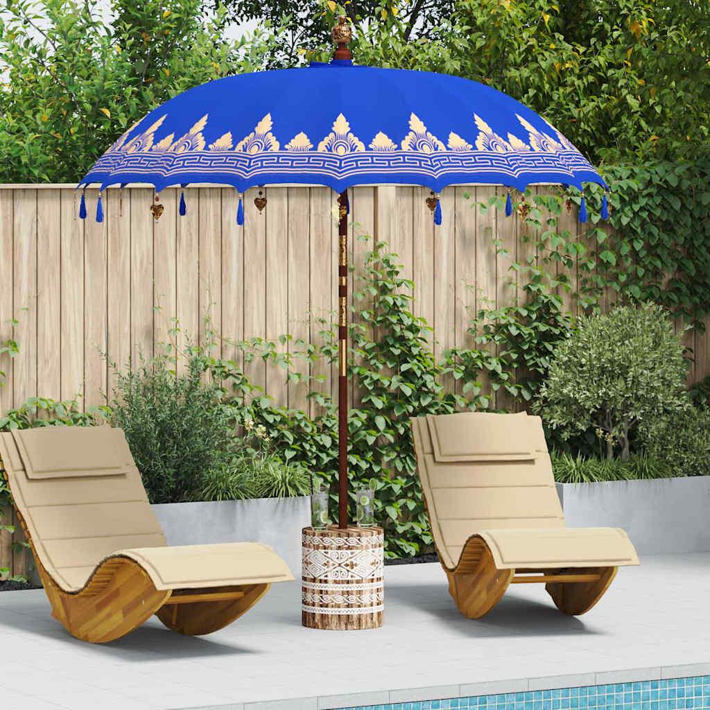Balinesisk Parasol 260 Blå 210-220 cm Bomuld og massivt træ