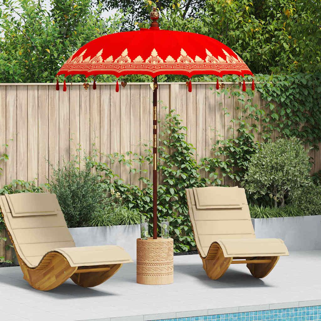 Balinesisk Parasol 260 Rød 180-190 cm Bomuld og massivt træ