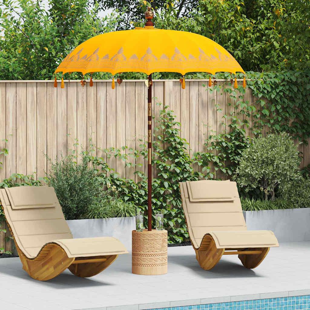 Balinesisk Parasol 260 Gul 180-190 cm Bomuld og massivt træ