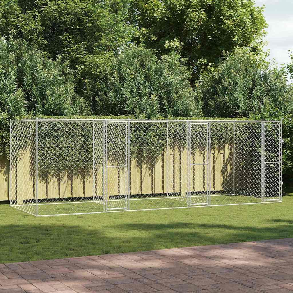 Hundegård i galvaniseret stål - sølv, 600 × 200 × 200 cm
