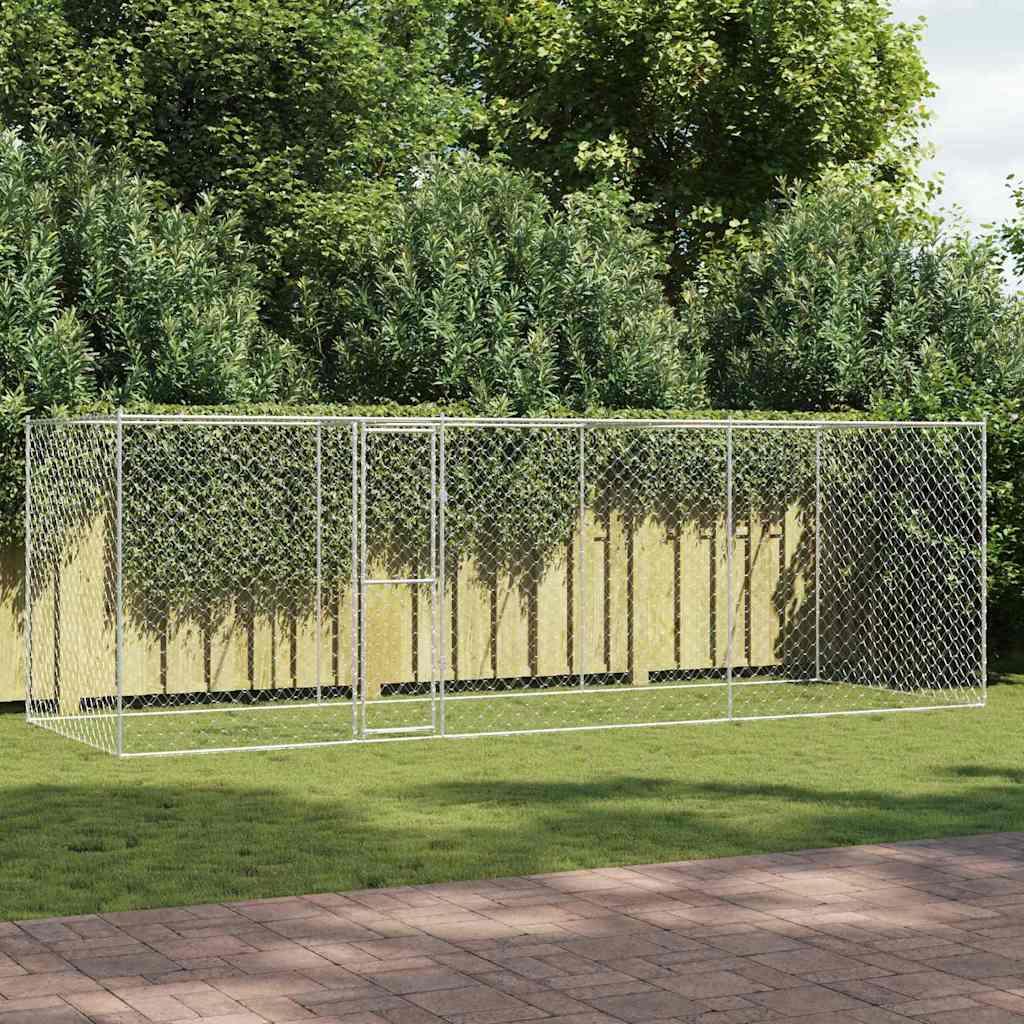 Hundebur - sølv galvaniseret stål, 600 × 200 × 200 cm