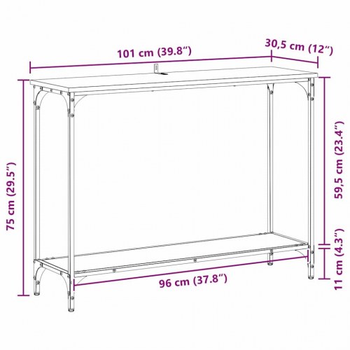 Konsolbord i gammelt trælook - 101 × 30,5 × 75 cm, konstrueret træ med stålramme