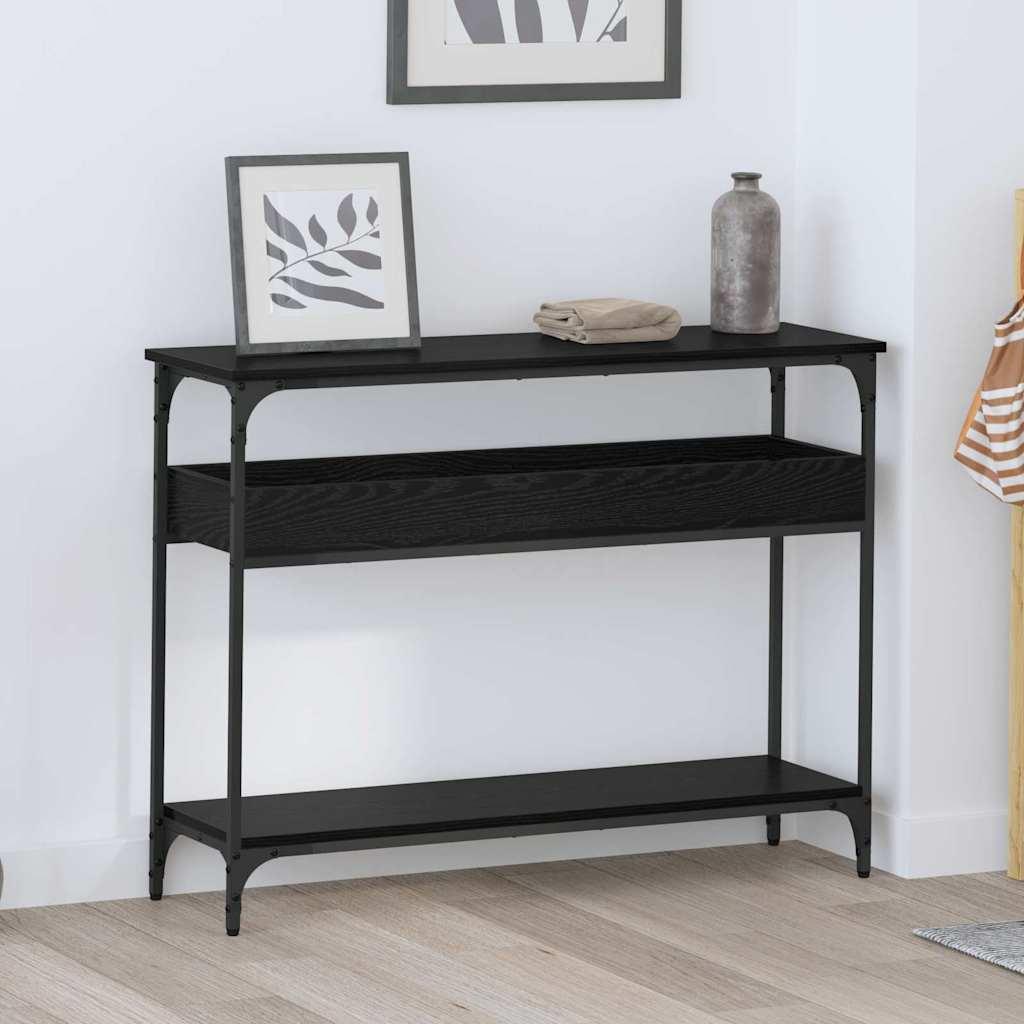 Konsolbord med hylde Sort eg 100 x 29 x 75 cm Konstrueret træ