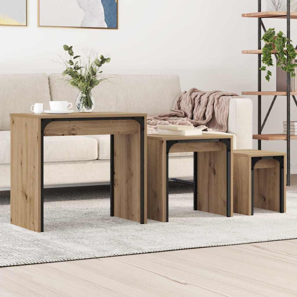 Nesting Kaffebord 3 stk artisan eg 60 x 35 x 56 cm